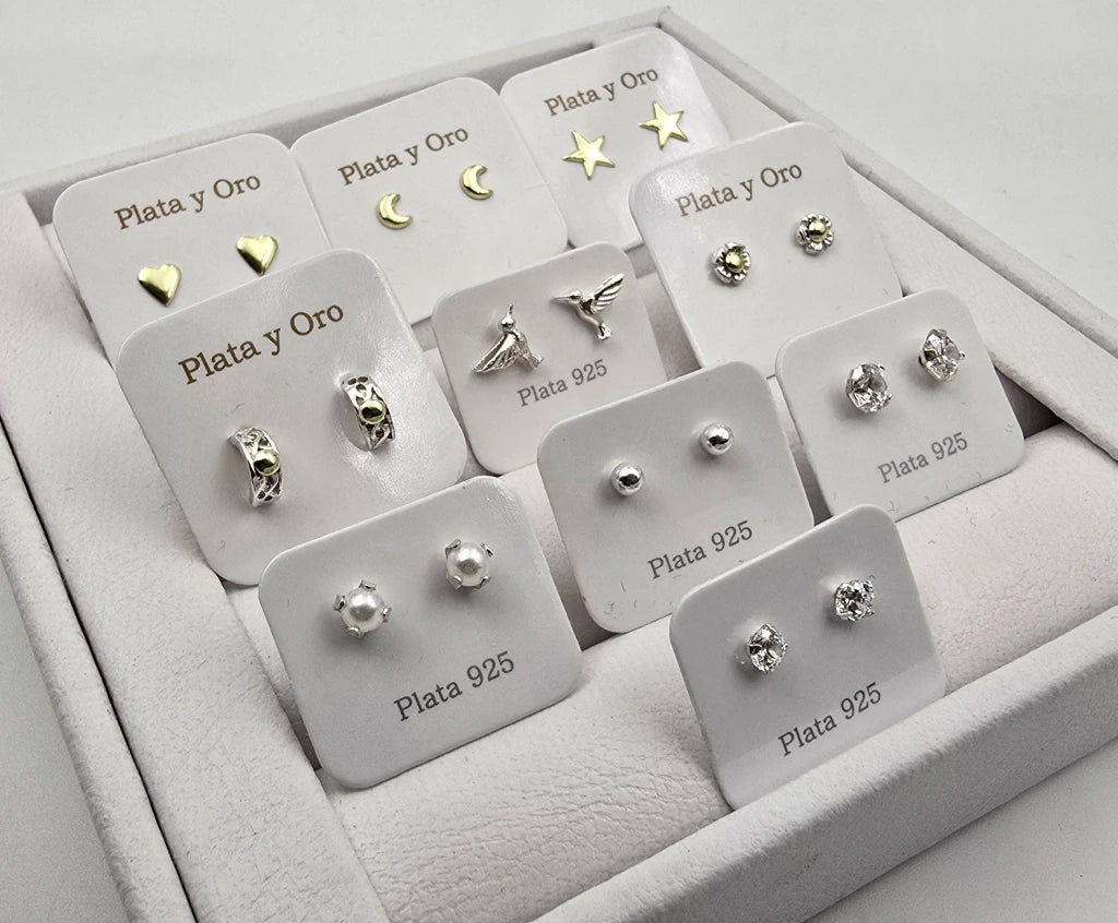 Combo 10 pares Aros de Plata / Plata y Oro
