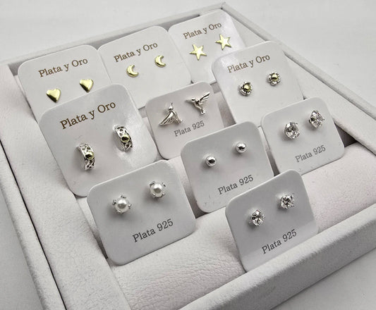 Combo 10 pares Aros de Plata / Plata y Oro