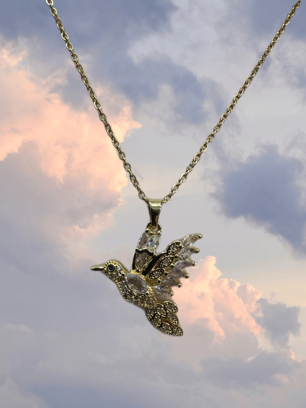 Collar de colibrí acero dorado