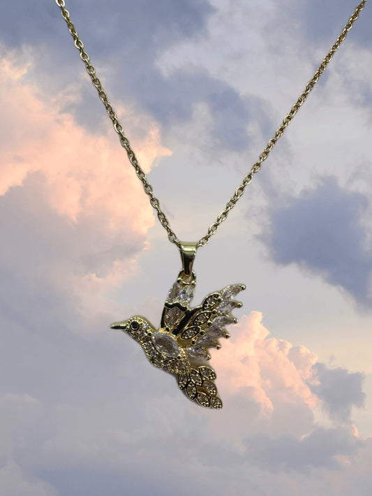 Collar de colibrí acero dorado