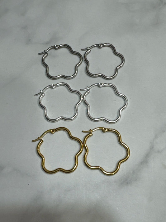 Aros acero forma flor X docena