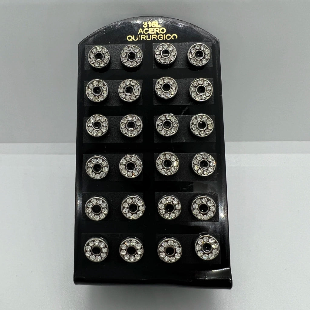 -221-A aritos de acero plateado por pack x12