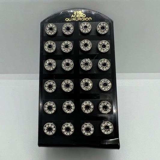 -221-A aritos de acero plateado por pack x12