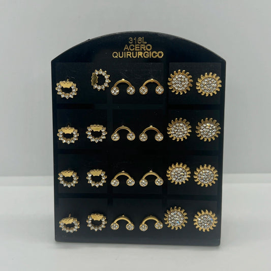 -235-B aritos de acero dorado por pack x12