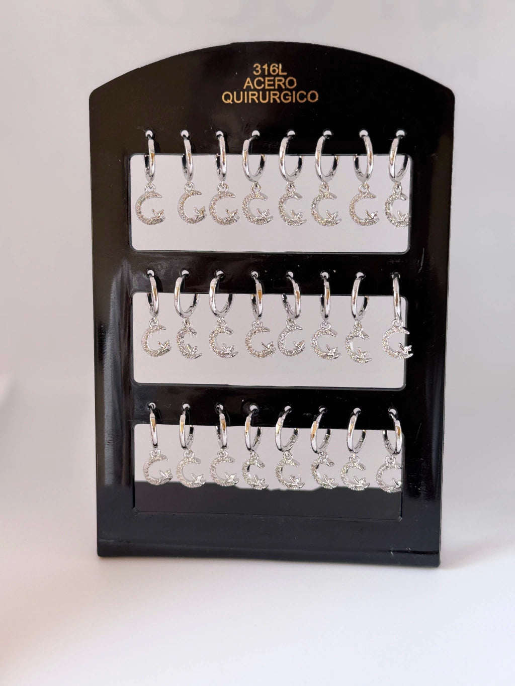 -126A Aritos acero con colgante pack 12