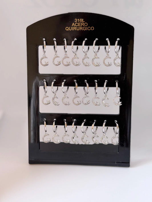 -126A Aritos acero con colgante pack 12