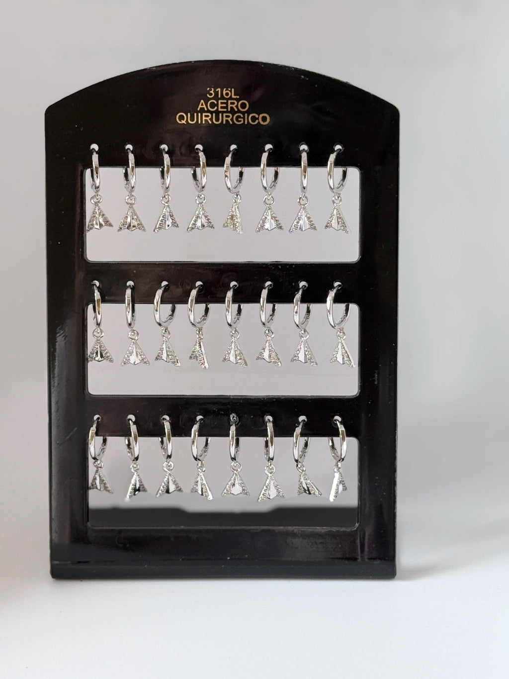 -124A Aritos acero con colgante pack 12