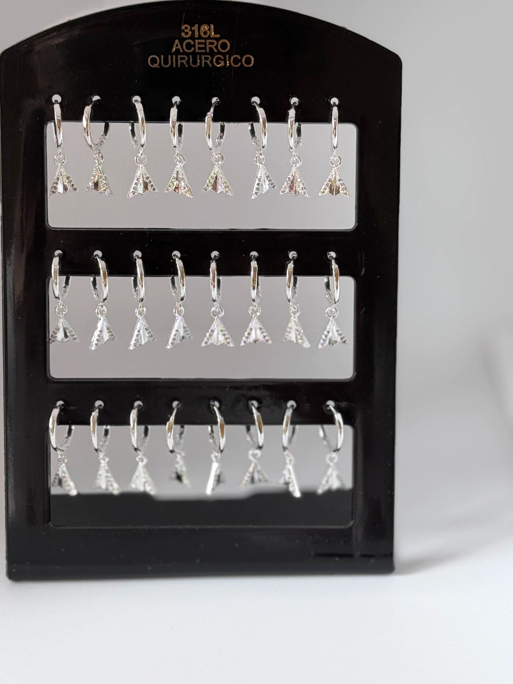 -124AC Aritos acero blanco con colgante pack 12