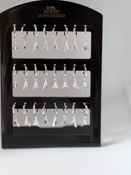 -124AC Aritos acero blanco con colgante pack 12