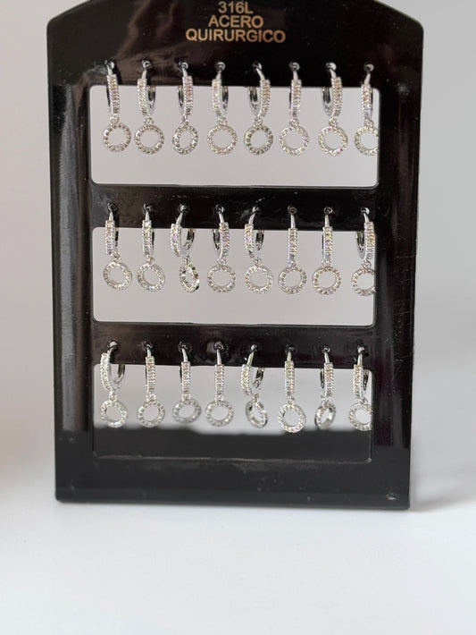 -117A Aritos acero con colgante pack 12