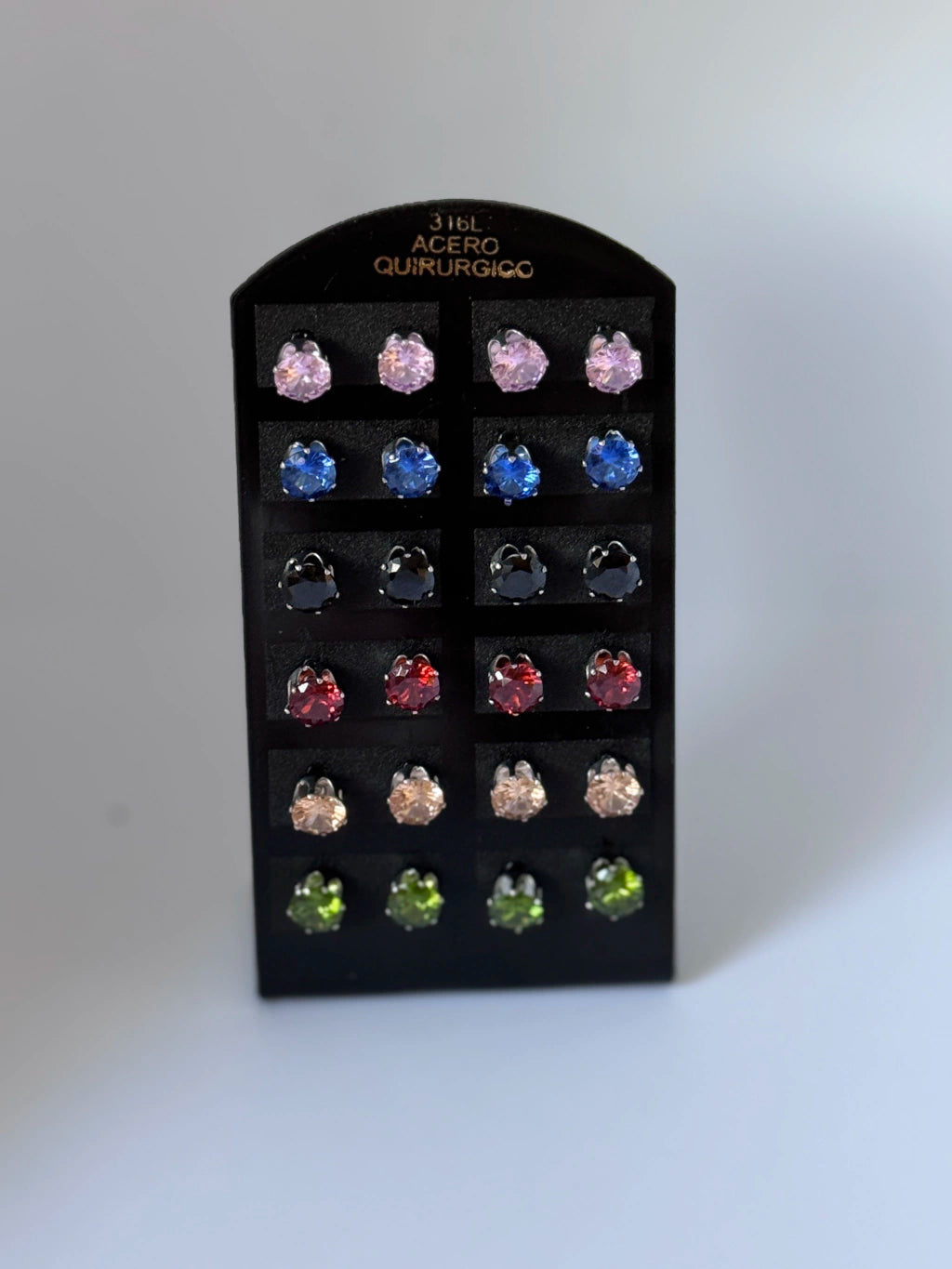 -253C aritos por pack de 12 piedras multicolor