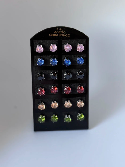 -253C aritos por pack de 12 piedras multicolor