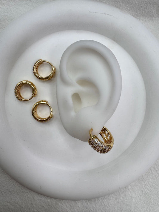 440B argollas con strass x12 acero dorado
