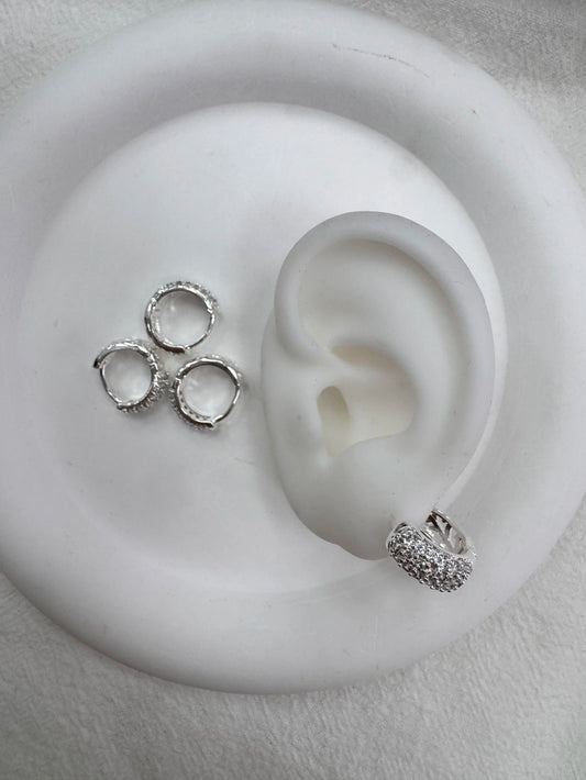 440C argollas con strass x12 acero blanco