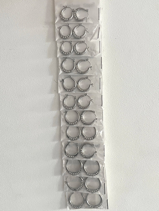 96-A aros de acero plateado x12