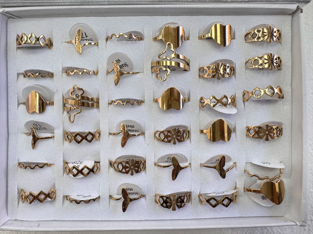 623B-6 anillos acero dorado x12