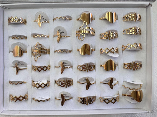 623B-6 anillos acero dorado x12
