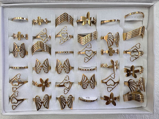 623B-4 anillos acero dorado x12