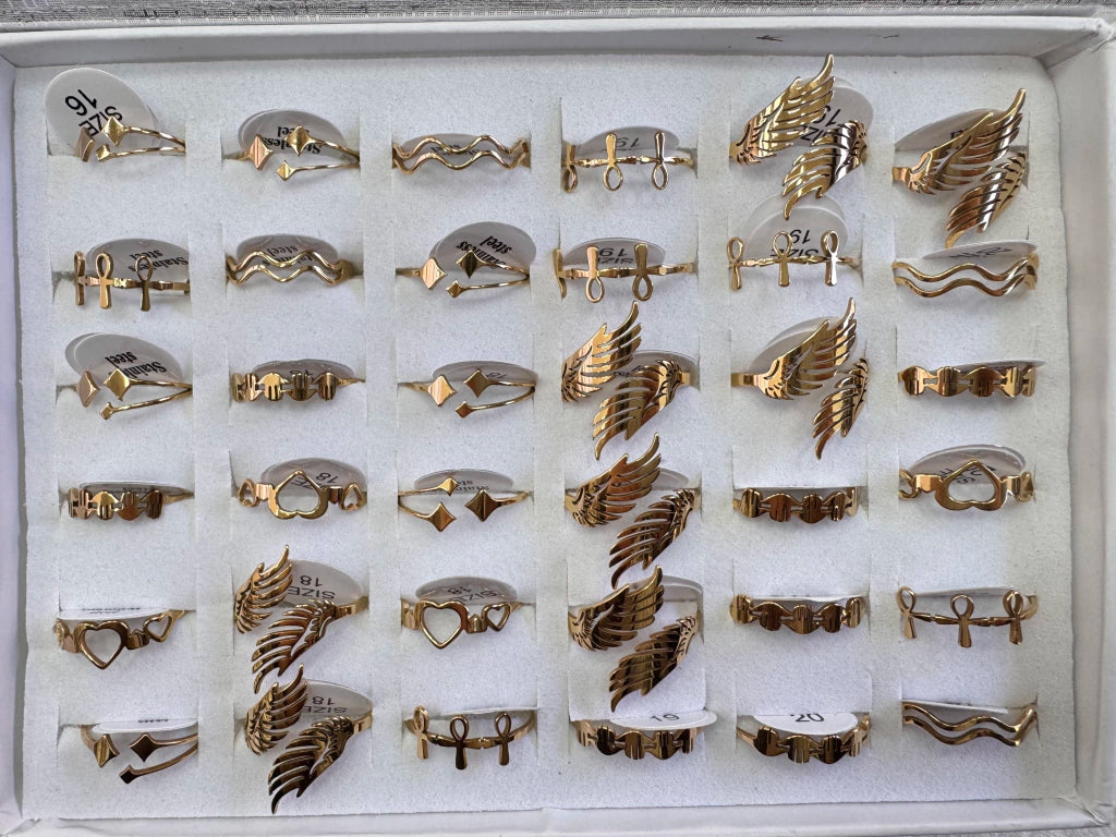 453B anillos acero dorado x12