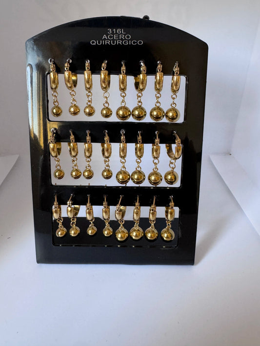 -231B aros con colgante por 12 acero dorado