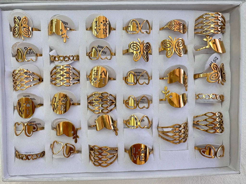 623B-12 anillos acero dorado x36