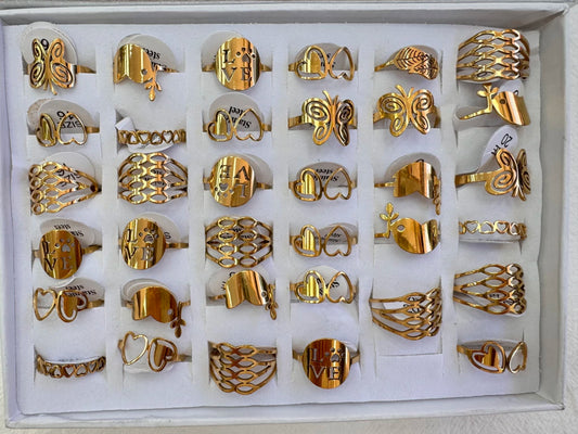 623B-12 anillos acero dorado x36
