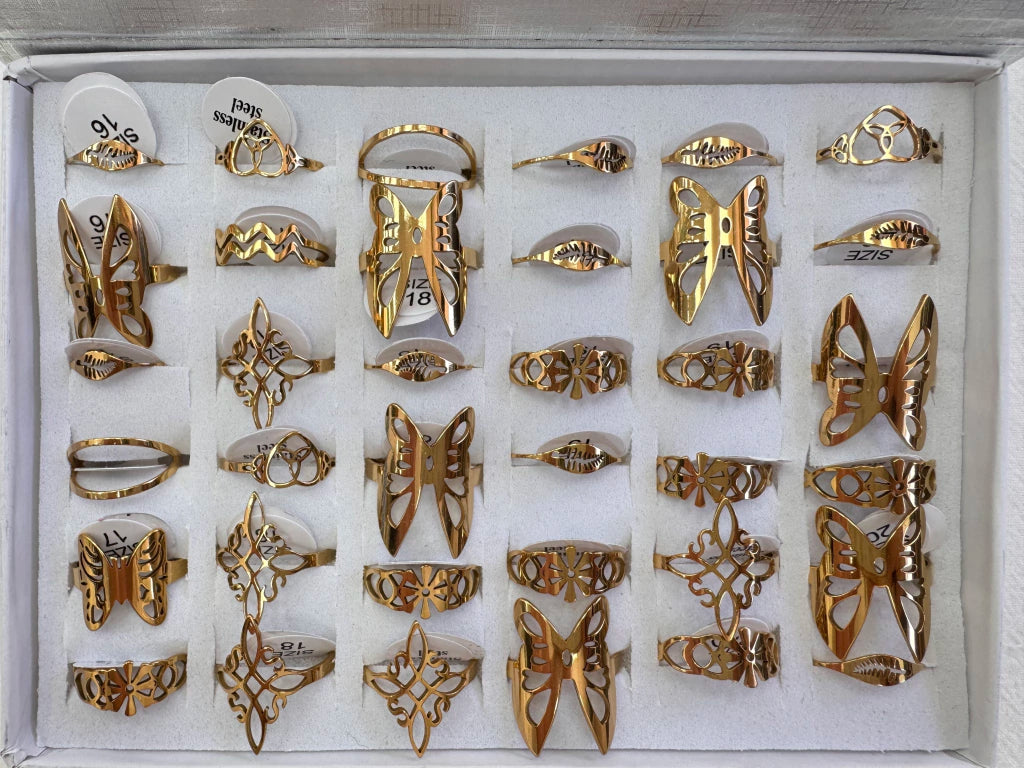 623B-8 anillos acero dorado x36