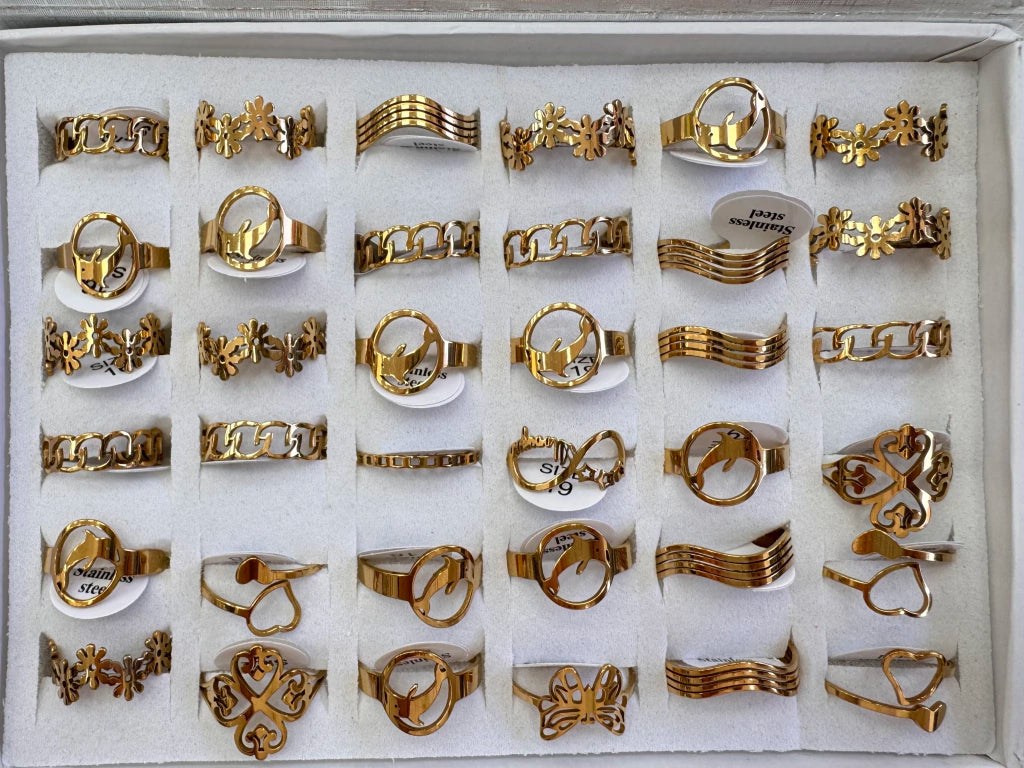 623B-10 anillos acero dorado x36