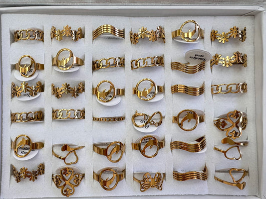623B-10 anillos acero dorado x36