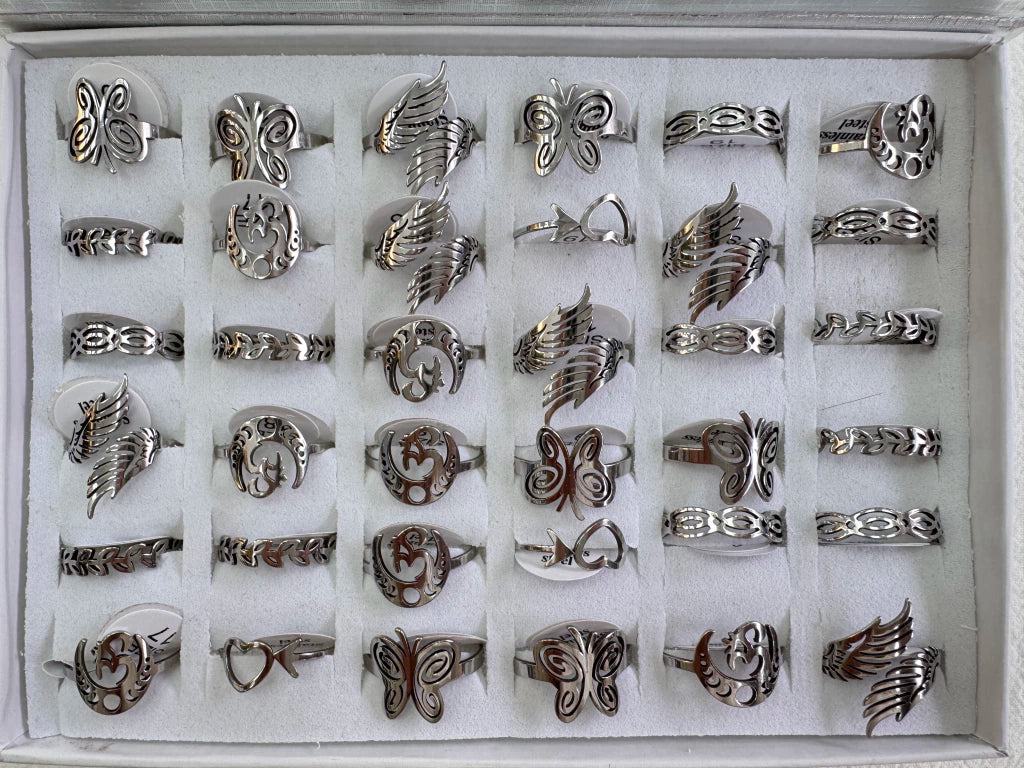 697A anillos acero plateado x36