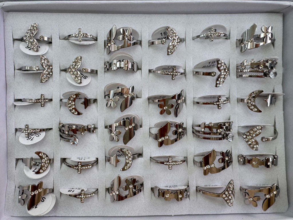 521A anillos acero plateado x36