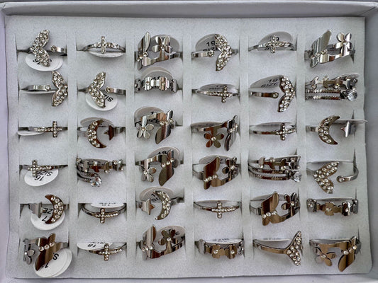 521A anillos acero plateado x36