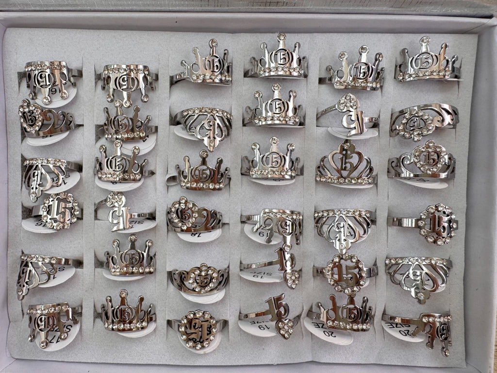 320A. anillos acero plateado x36