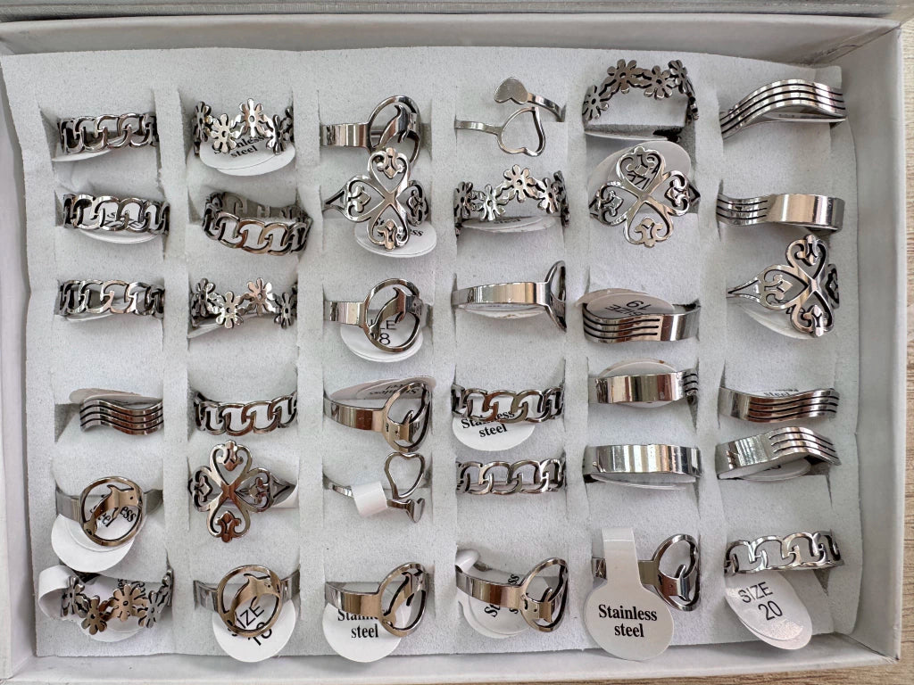 623A-10 anillos acero plateado x36