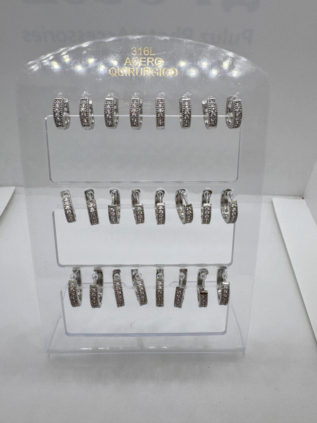 626A argollitas con strass acero x 12