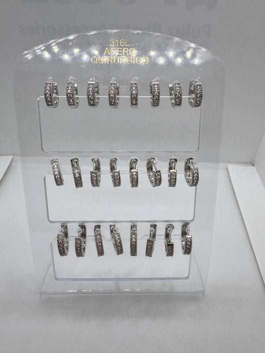 626A argollitas con strass acero x 12
