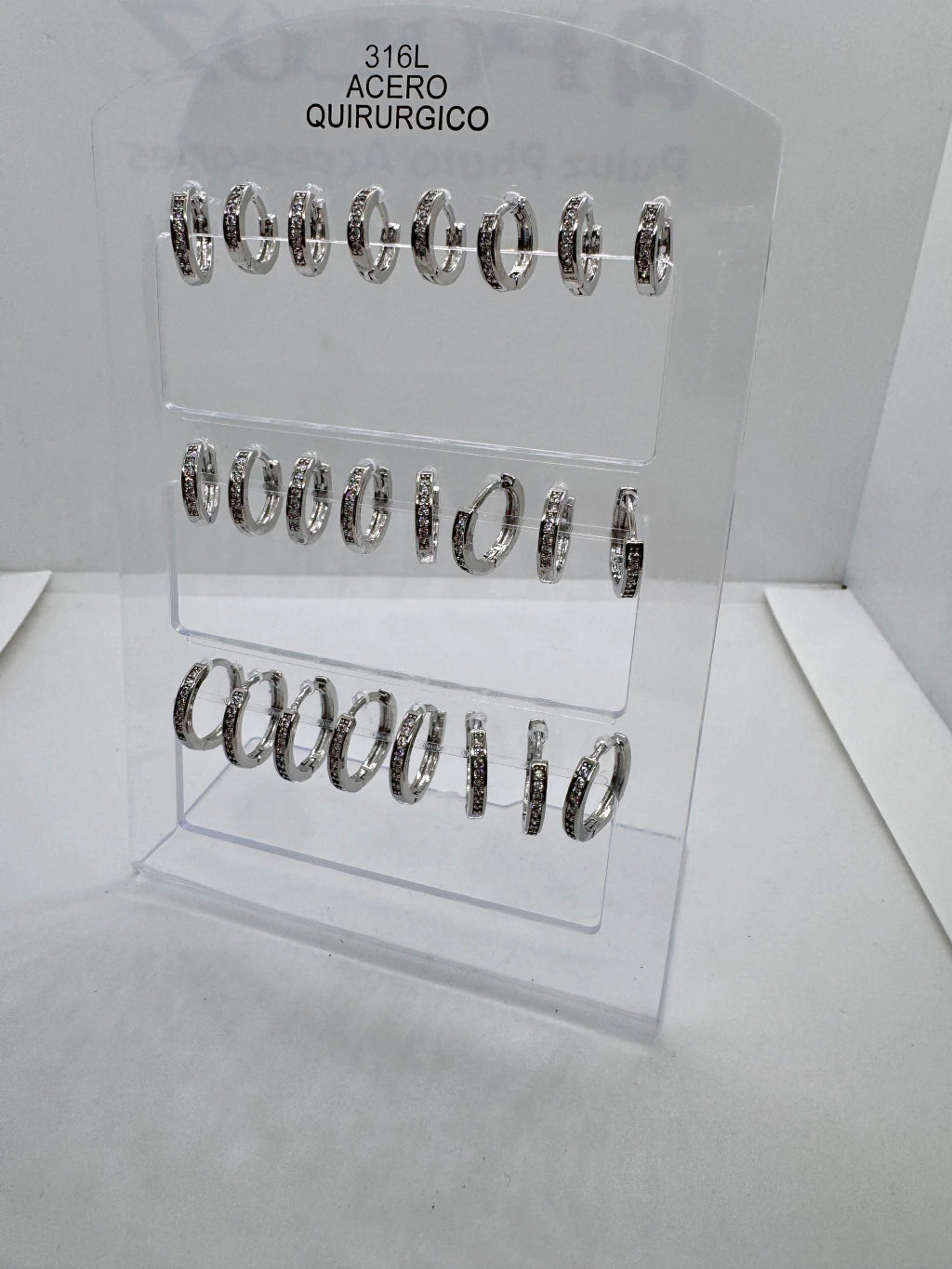 630A argollistas con strass acero x 12