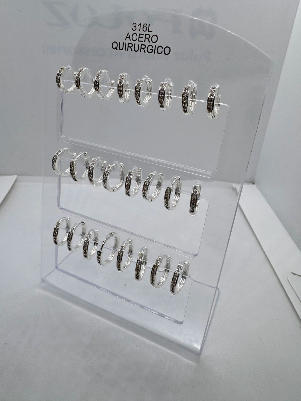 630C argollas con strass acero blanco x12