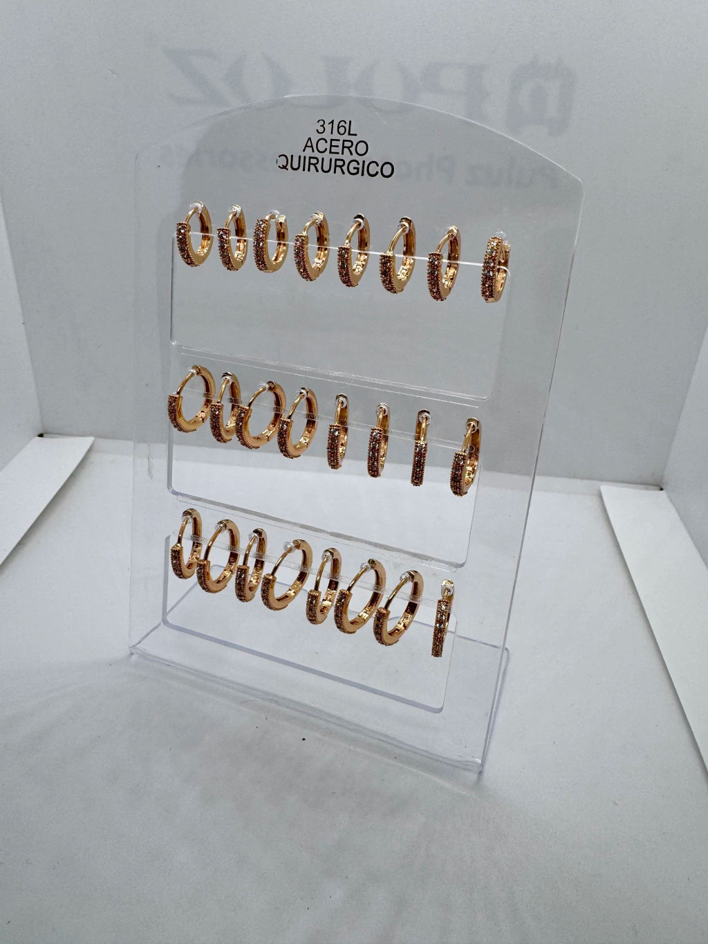 628B argollas con strass acero dorado x12