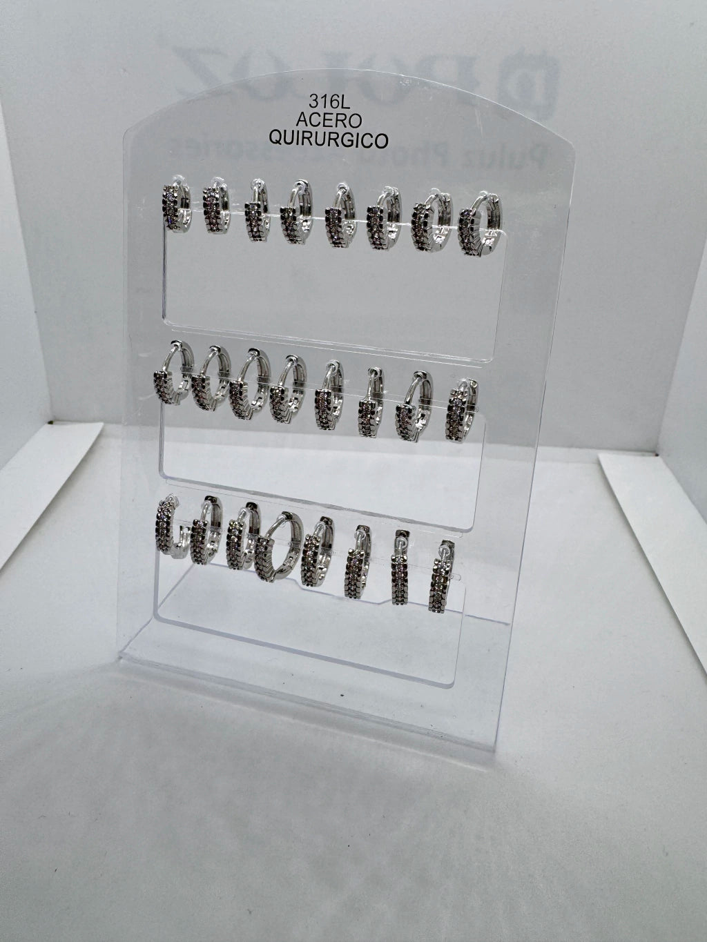 627A argollistas con strass acero x 12
