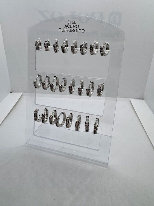 627A argollistas con strass acero x 12