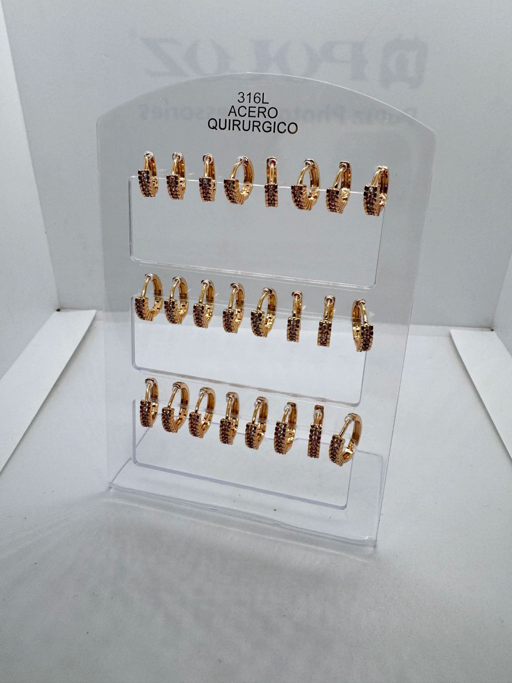 627B argollas con strass acero dorado x12