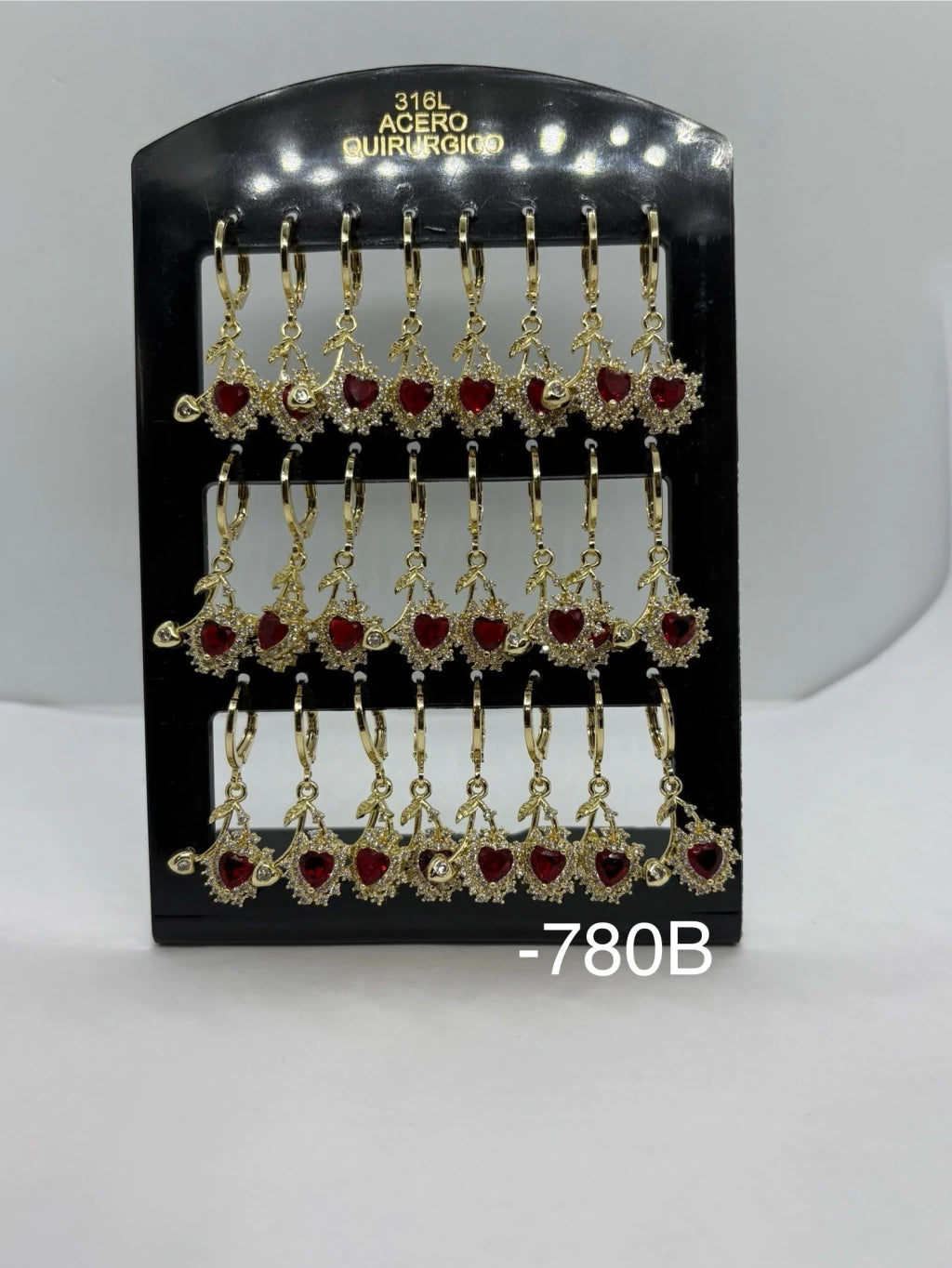 780B aros de corazón acero dorado x12u