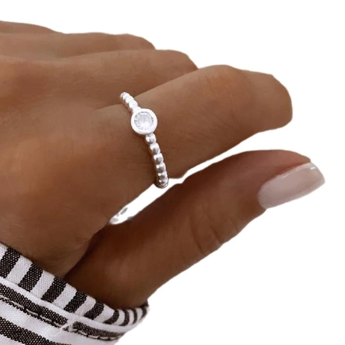 Anillo Bolitas c/ Piedra AN24