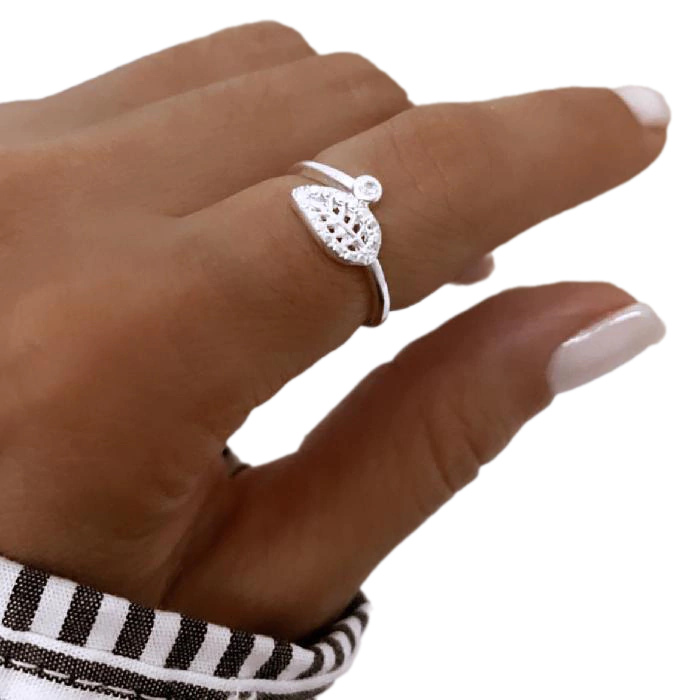Anillo Hoja c/ Piedra AN17