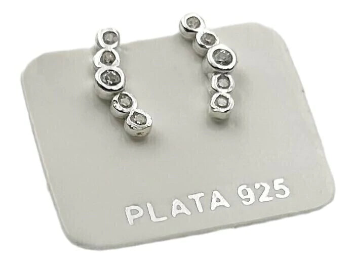 Aros De Plata 925 Trepador 5 piedras T5