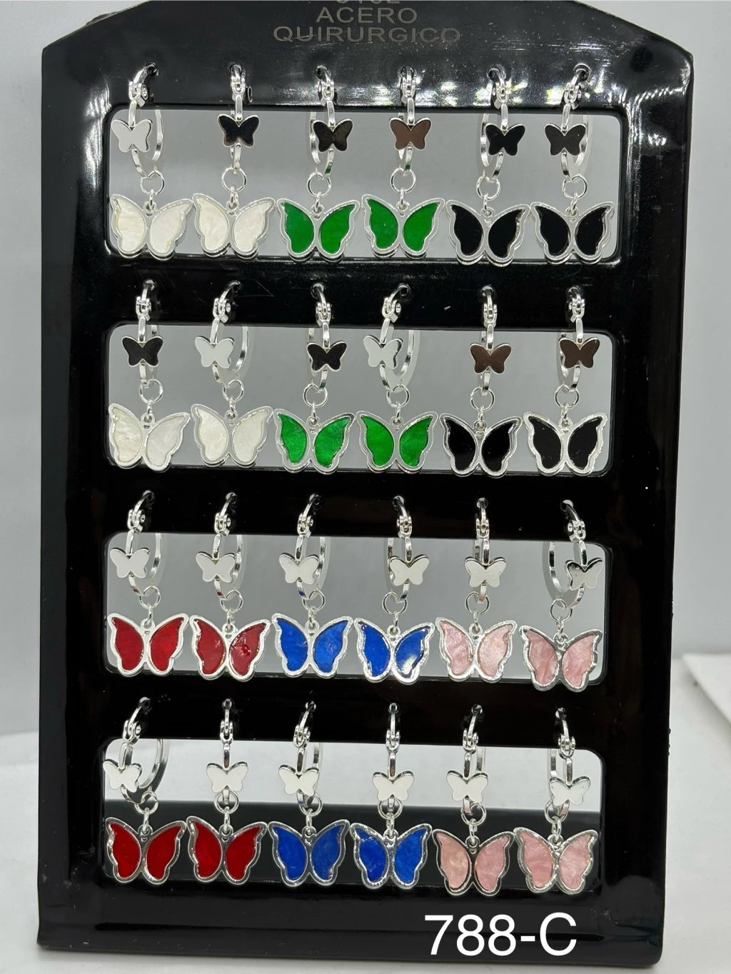 788-C aritos colgantes con forma de mariposa