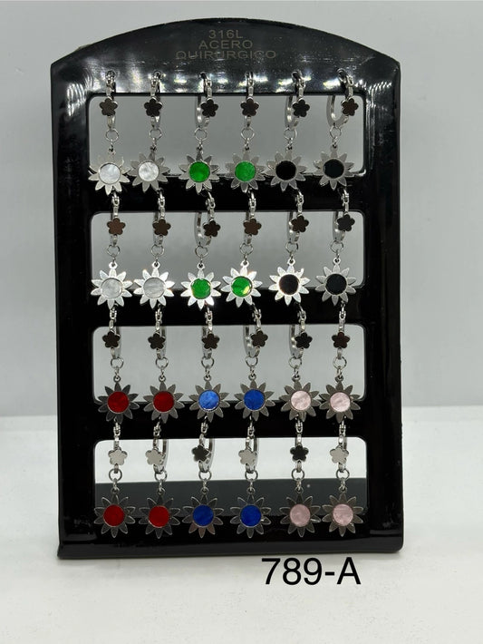 789-A aritos colgantes con forma de flor