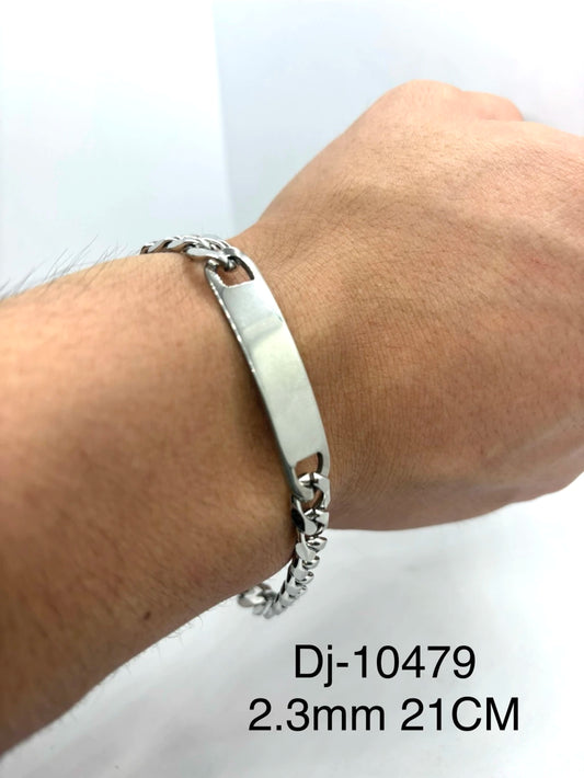 Dj-10479 2.3MM 21CM pulsera acero plateado