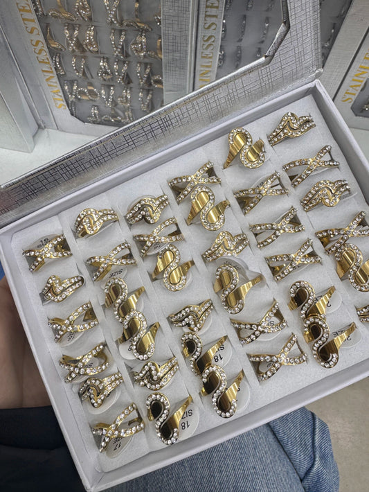 355B anillos acero dorado x36